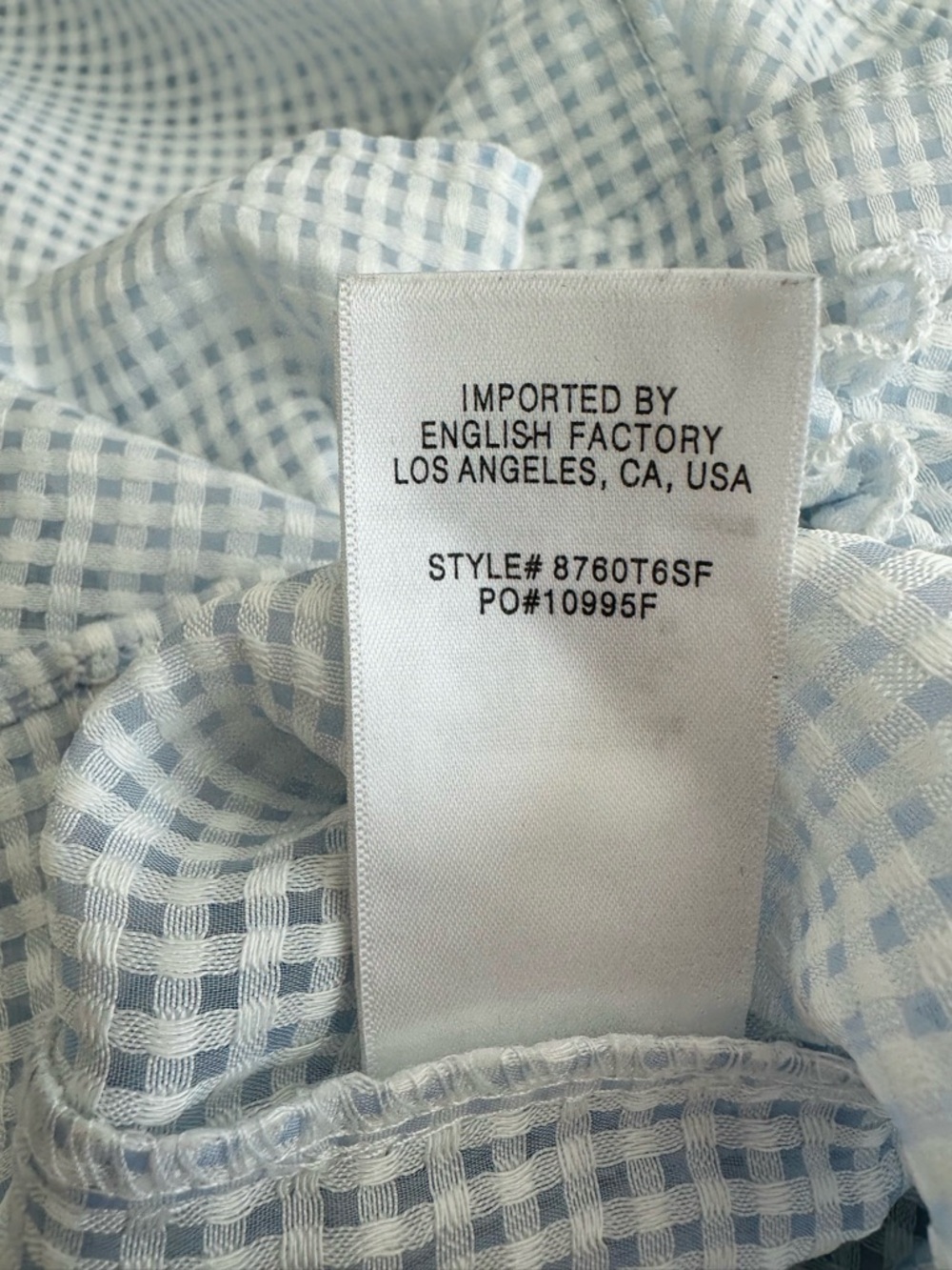 English Factory Gingham Blue & White Ruffle Peplum Top Size S - Picture 11 of 11